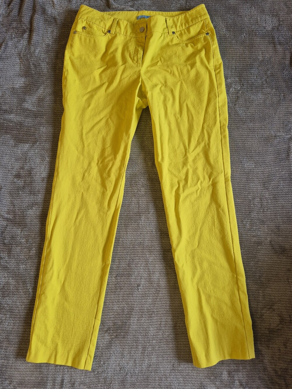J. McLaughlin Yellow Straight Leg Twill Pants Size 10 Stretch Pockets Mid Rise,